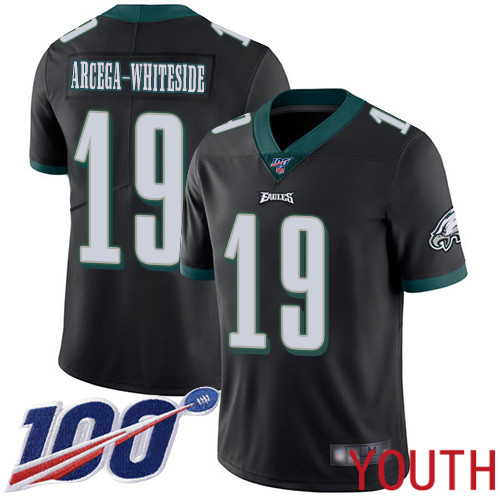 Youth Philadelphia Eagles 19 JJ Arcega-Whiteside Black Alternate Vapor Untouchable NFL Jersey Limited 100th